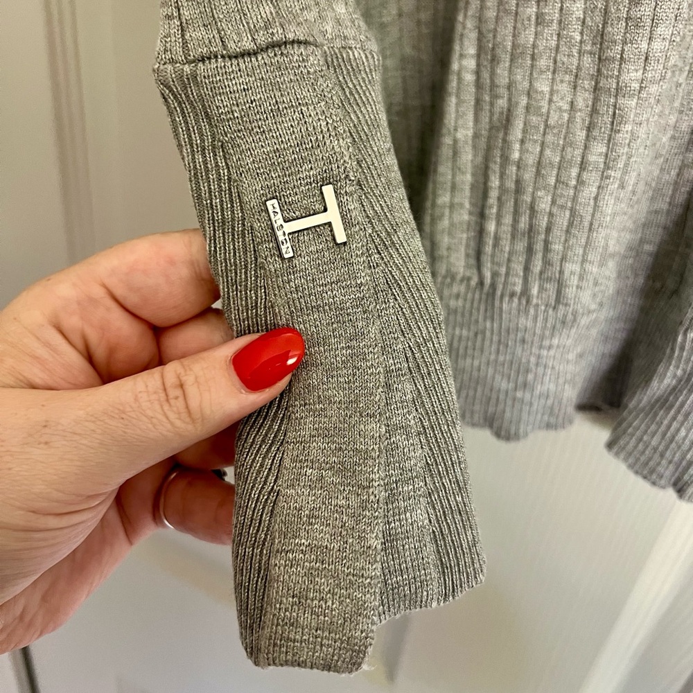 Halston Heritage Heather Gray Ribbed Turtleneck Sweater - Picture 2 of 6